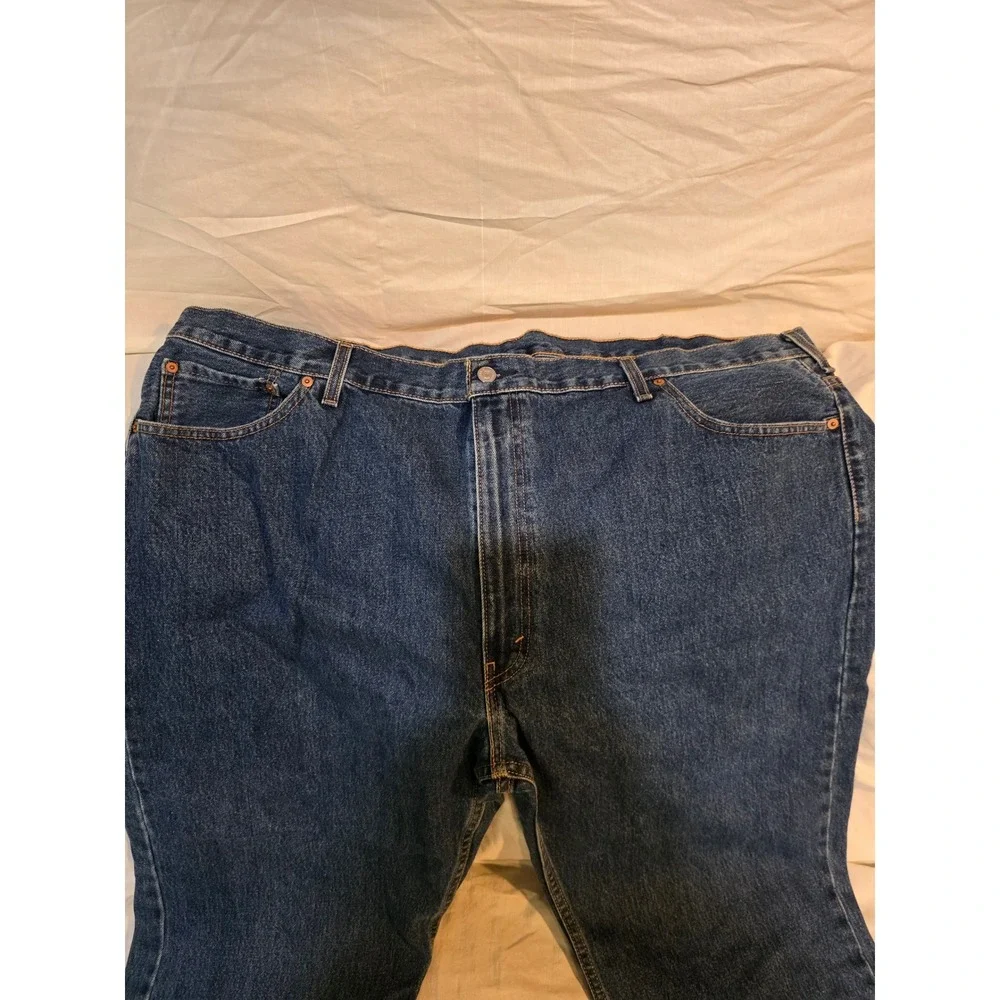 Levi's 505 Regular Fit Jeans Dark Wash Straight Leg Denim Blue W50 L30